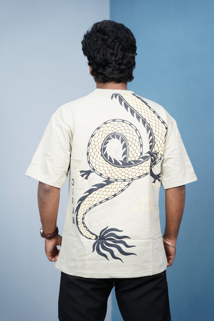 CHINESE Print Oversized Five Sleeve T-Shirt for Men | Streetwear Style- Sandle