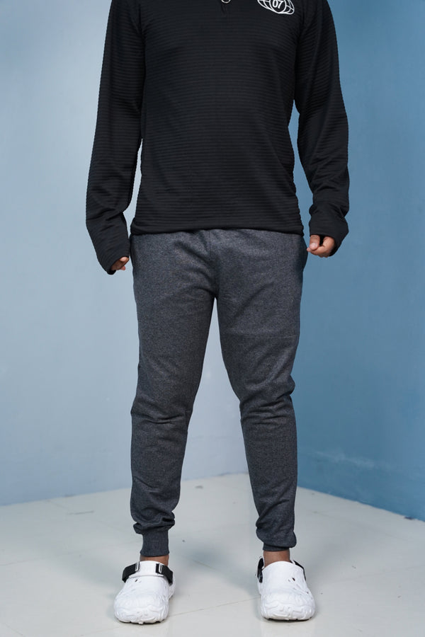 Men’s Track Pants Joggers | Slim Fit Casual & Sports Wear-Grey/Rib