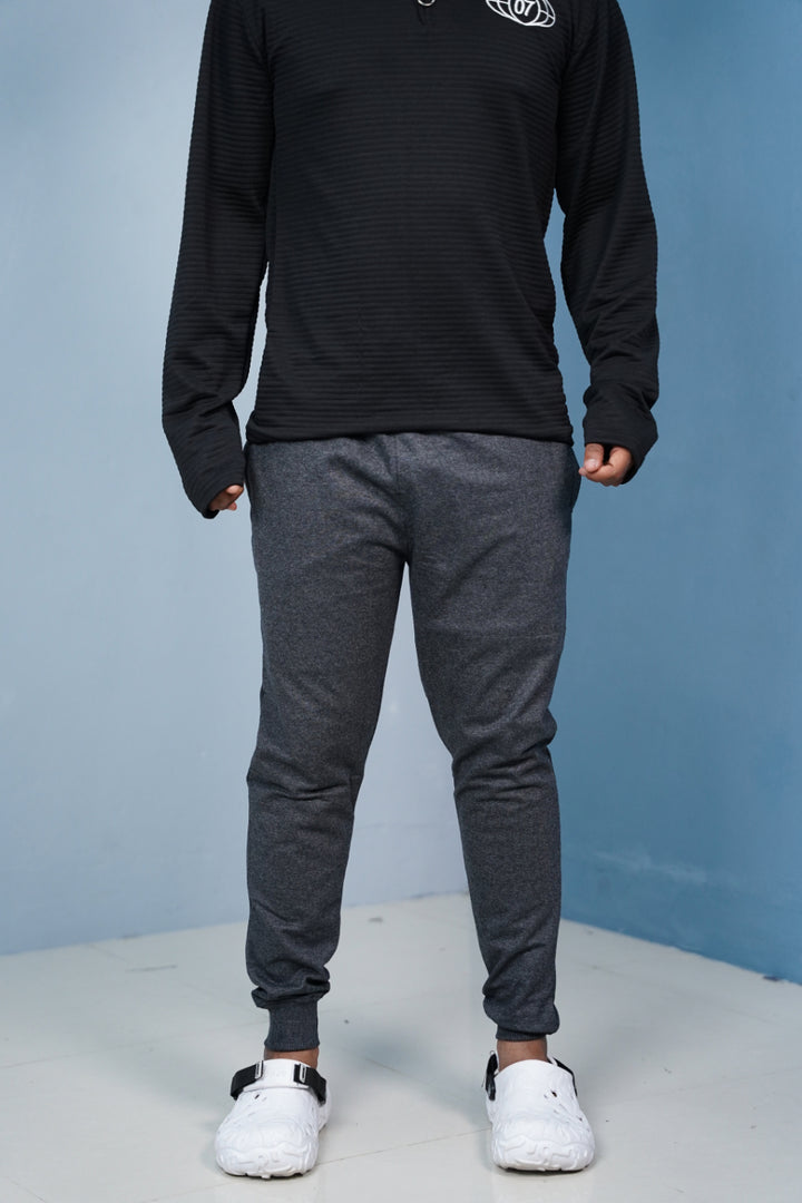 Men’s Track Pants Joggers | Slim Fit Casual & Sports Wear-Grey/Rib