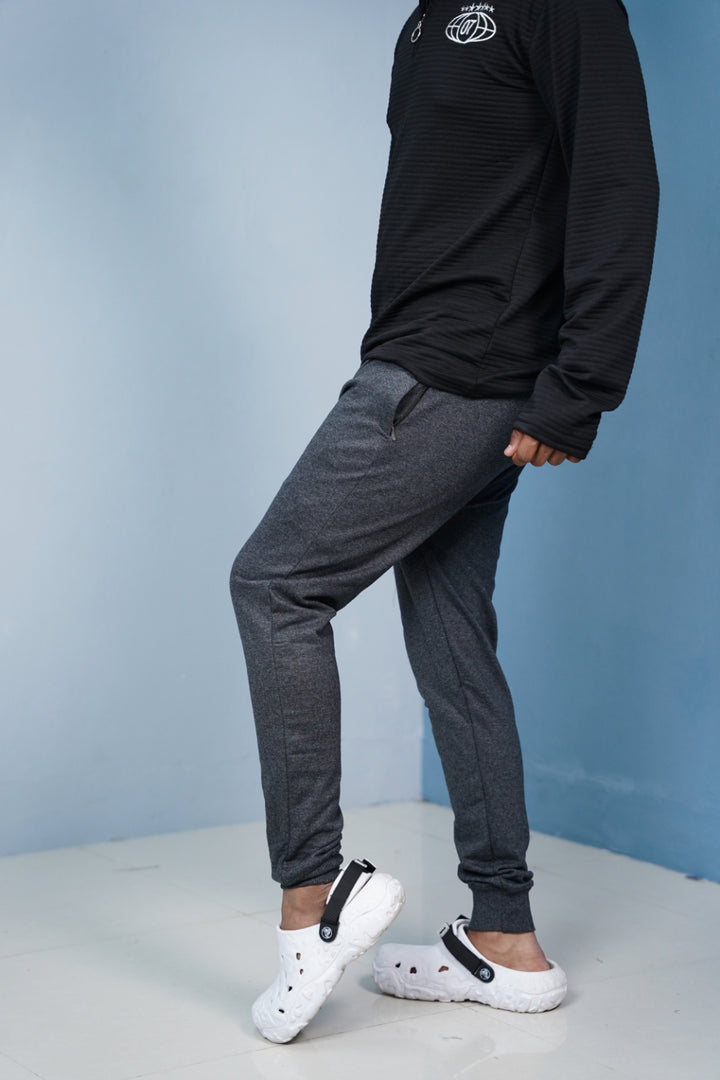 Men’s Track Pants Joggers | Slim Fit Casual & Sports Wear-Grey/Rib