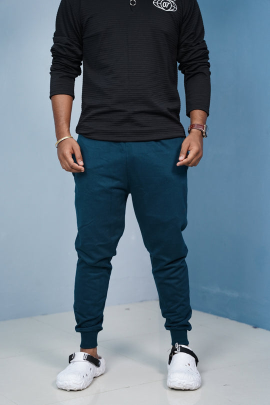 Men’s Track Pants Joggers | Slim Fit Casual & Sports Wear-Bottle Green/Rib – 7MAN Men's Fashion India