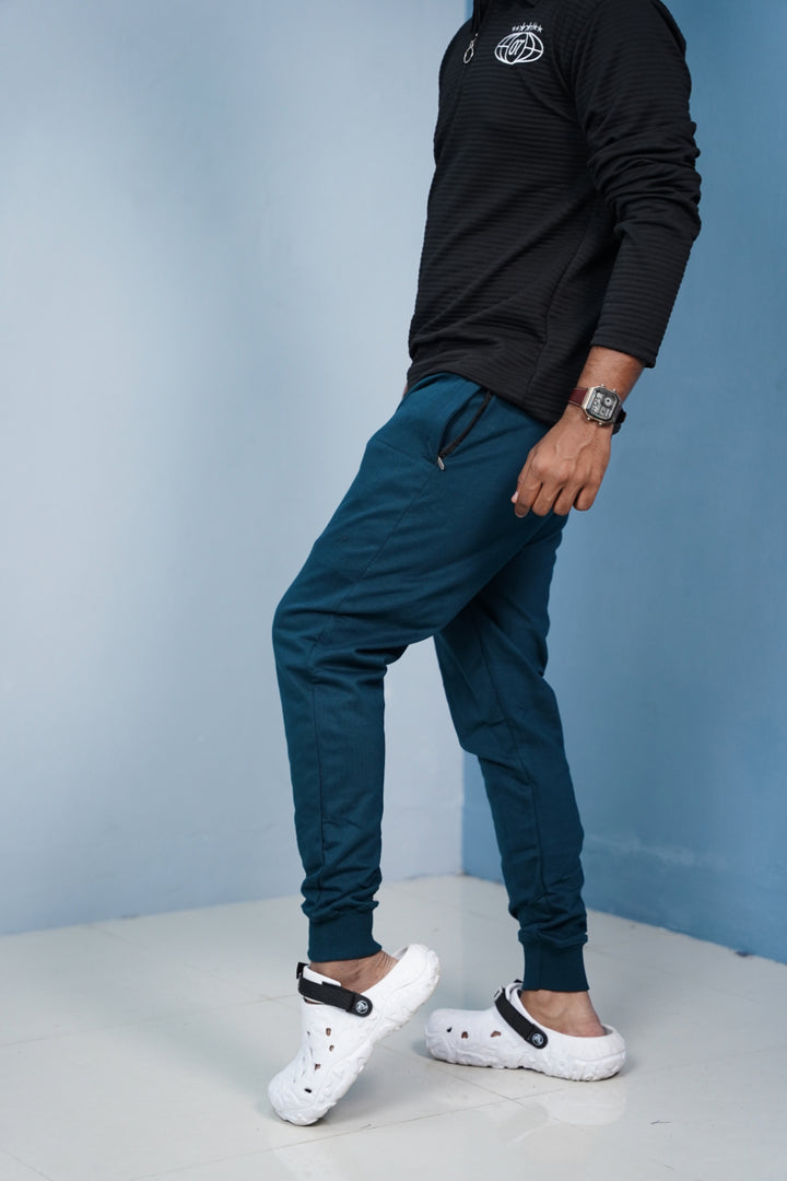 Men’s Track Pants Joggers | Slim Fit Casual & Sports Wear-Bottle Green/Rib
