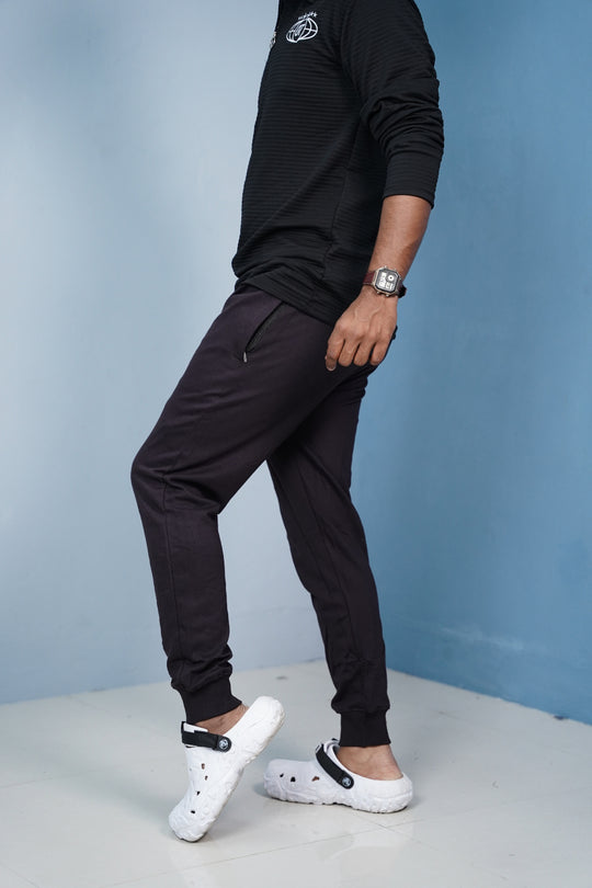 Men’s Track Pants Joggers | Slim Fit Casual & Sports Wear- Chocolate brown/Rib – alternate view – 7MAN India