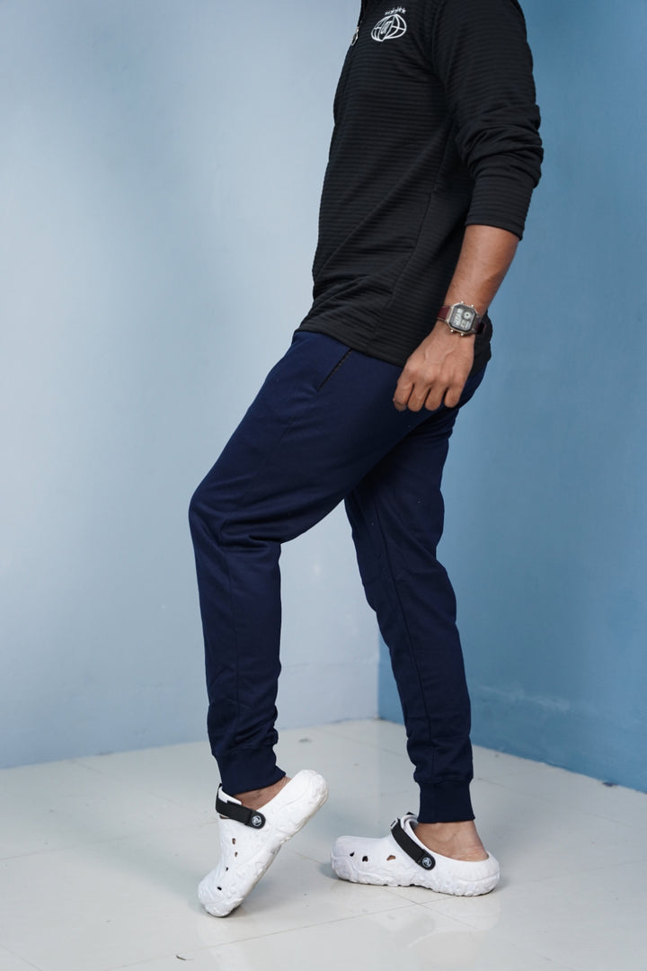 Men’s Track Pants Joggers | Slim Fit Casual & Sports Wear-Navy Blue/ rib
