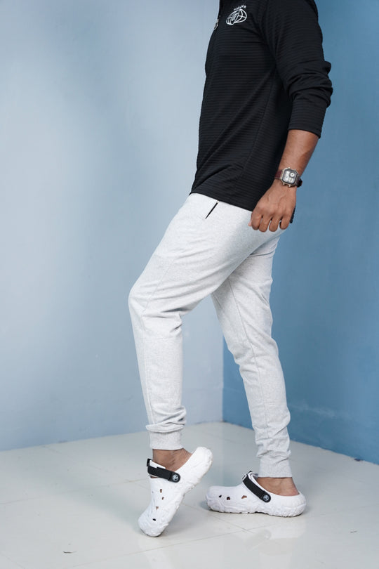 Men’s Track Pants Joggers | Slim Fit Casual & Sports Wear-Ash /rib – alternate view – 7MAN India