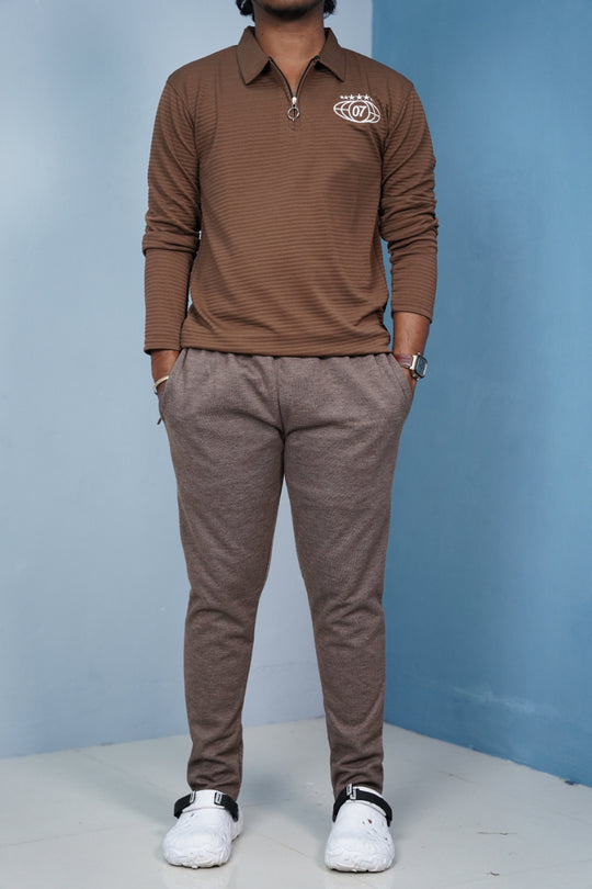 Men’s Slim Fit Jogger Pants | Stretch Casual Track Pants-Brown