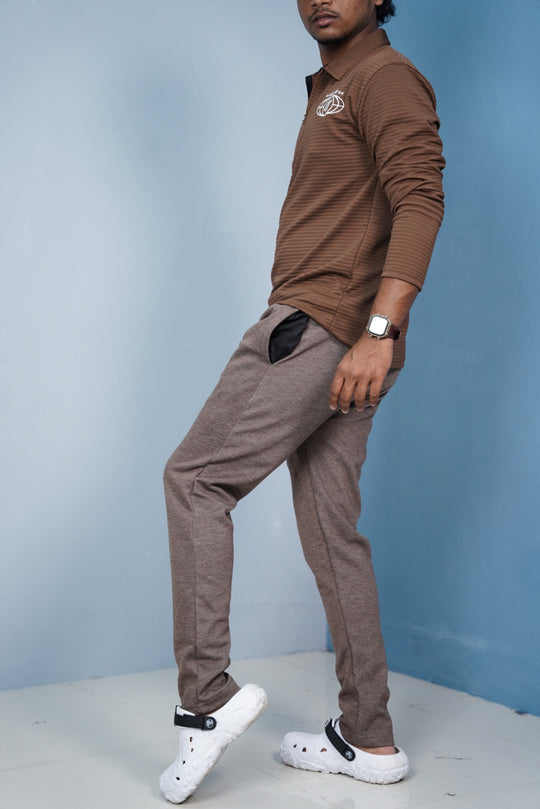 Men’s Slim Fit Jogger Pants | Stretch Casual Track Pants-Brown