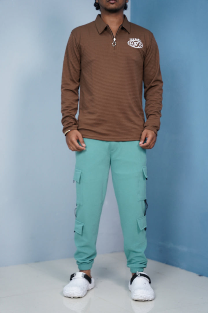 Regular Fit Mens New Tape Cargo Track Pant - Light Green