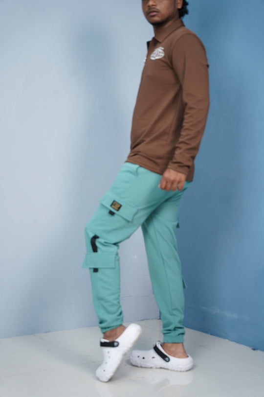 Regular Fit Mens New Tape Cargo Track Pant - Light Green – 7MAN Men's Fashion India