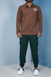 Regular Fit Mens New Tape Cargo Track Pant - Olive Green