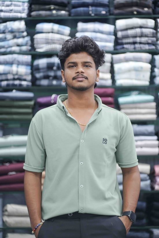 Half Sleeve 07 Lycra Shirt for Men - Pista Green-7 Man