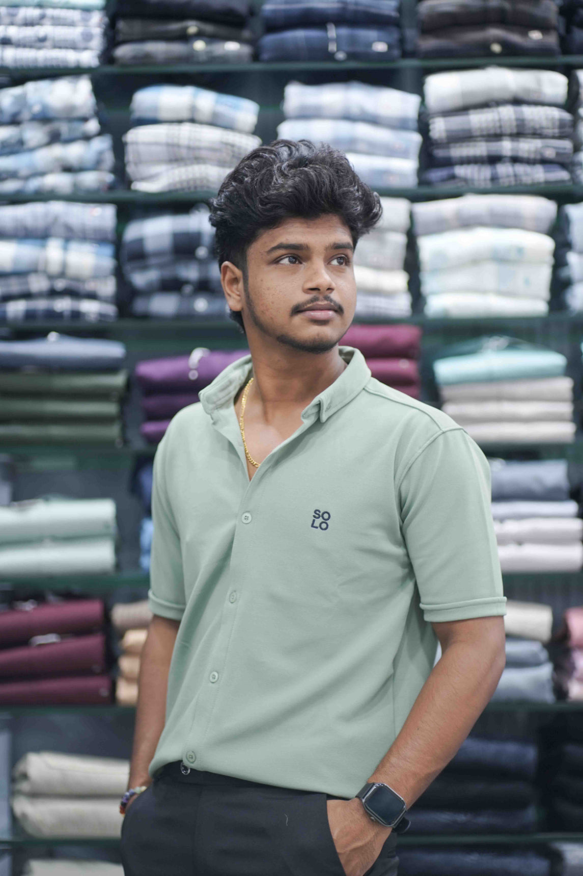 Half Sleeve 07 Lycra Shirt for Men - Pista Green-7 Man