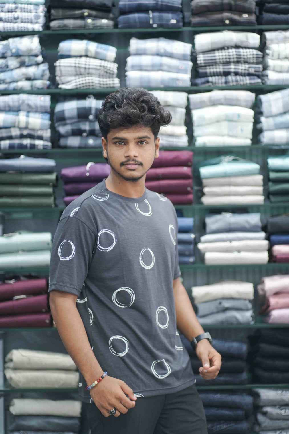 Men's Dailywear Half Sleeve Round Neck ROUND Printed Tshirt for Men - Dark Grey