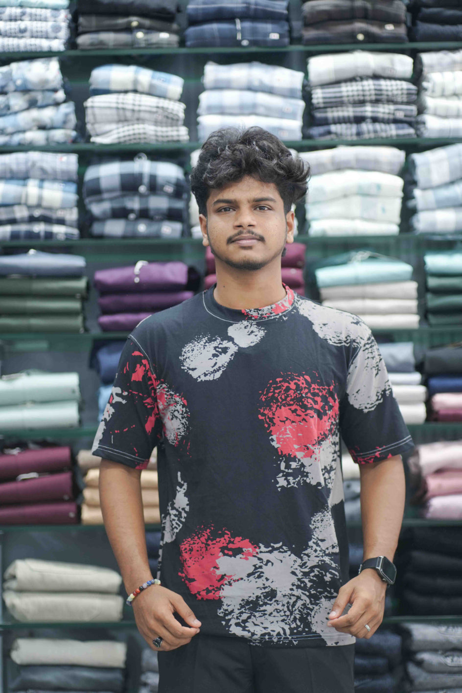 Men's Dailywear Half Sleeve Round Neck CLOUD Printed Tshirt for Men - Black And Red
