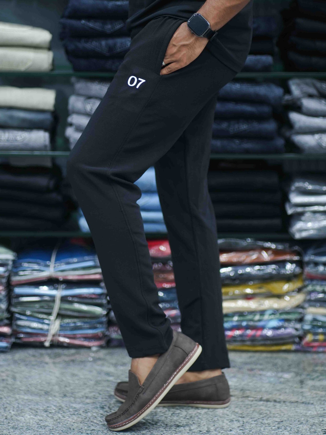 Men's Ottaman Track Pants | 07 Branded Slim Fit Joggers for Daily & Casual Wear - Black