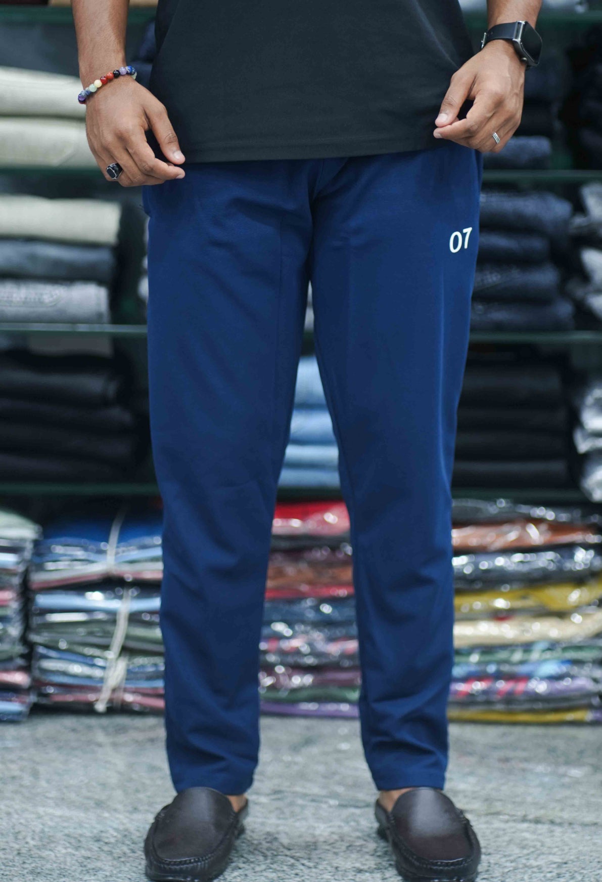 Men's Ottaman Track Pants | 07 Branded Slim Fit Joggers for Daily & Casual Wear - Navy Blue
