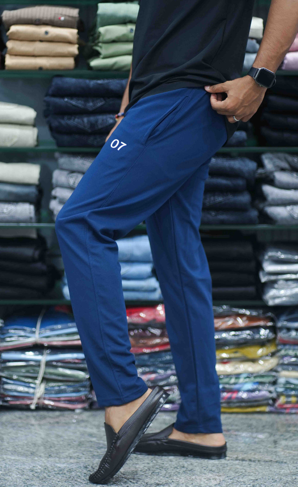 Men's Ottaman Track Pants | 07 Branded Slim Fit Joggers for Daily & Casual Wear - Navy Blue