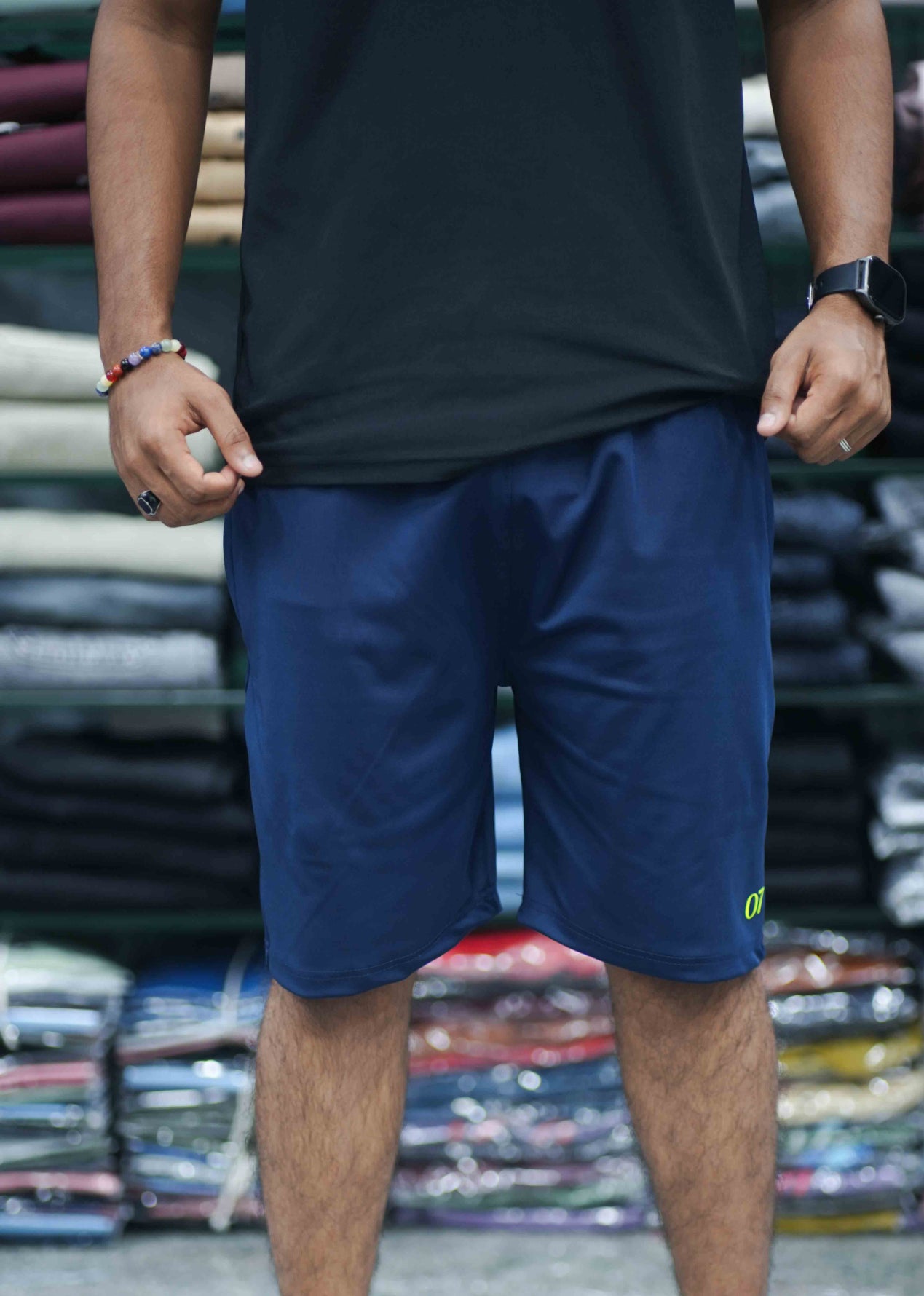 Men's Lycra Shorts | Stylish Knee-Length Gym & Casual Wear - Ink Blue-7 Man