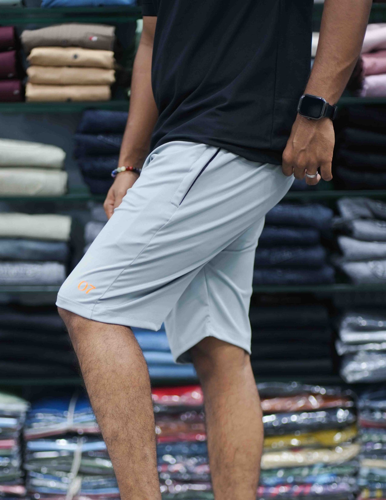Men's Lycra Shorts | Stylish Knee-Length Gym & Casual Wear - Ash-7 Man
