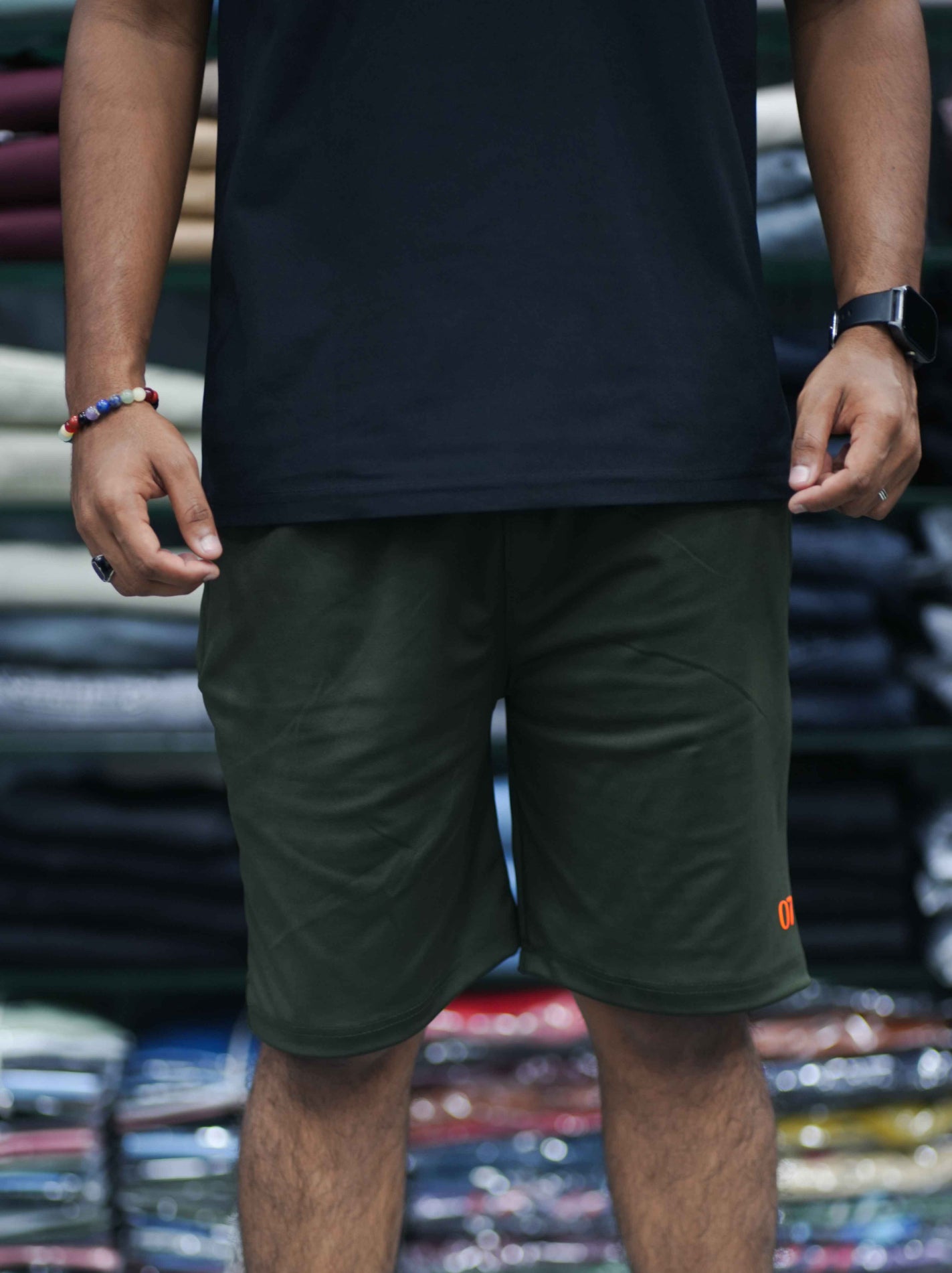 Men's Lycra Shorts | Stylish Knee-Length Gym & Casual Wear - Mahendhi Green-7 Man