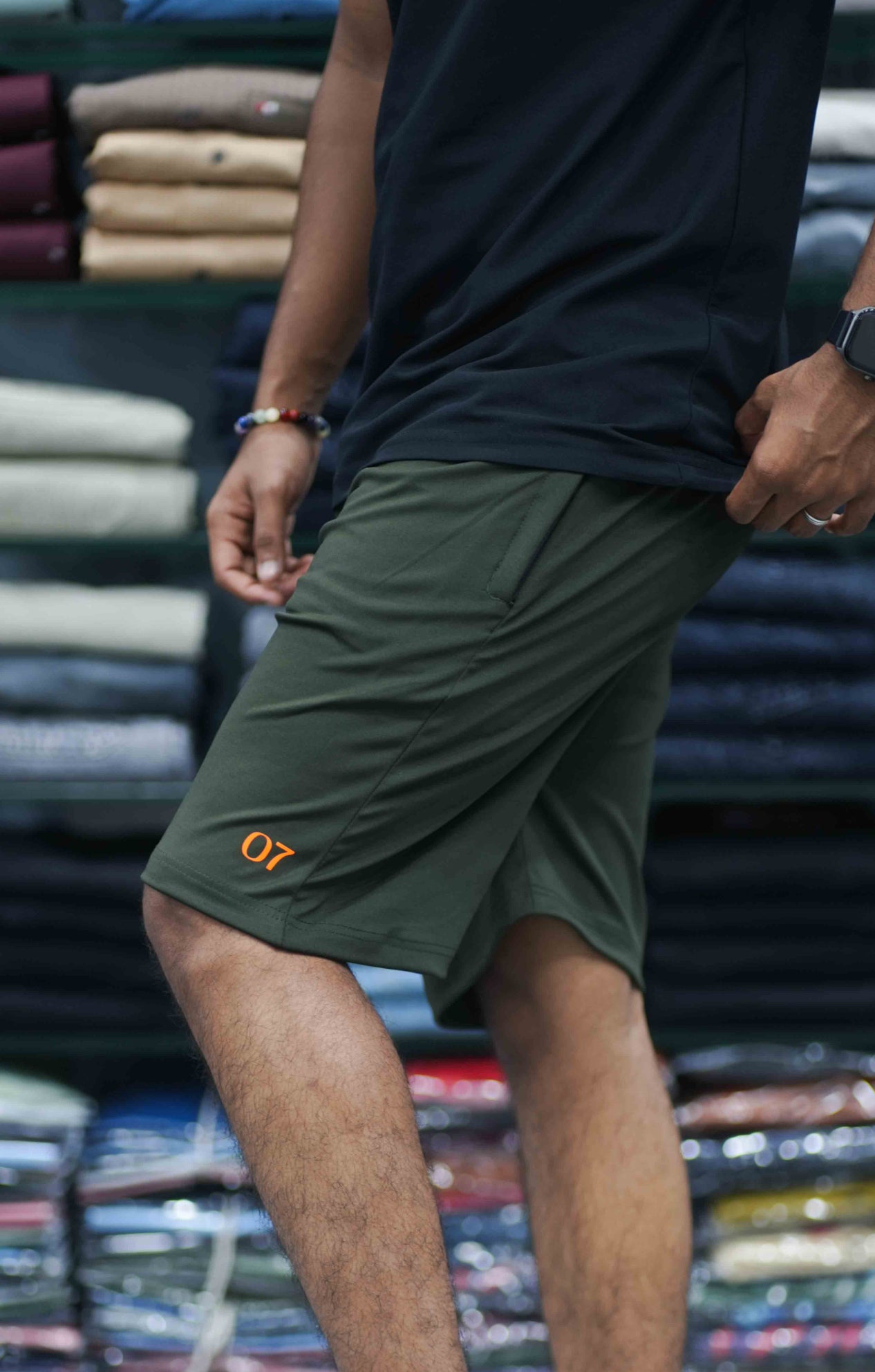 Men's Lycra Shorts | Stylish Knee-Length Gym & Casual Wear - Mahendhi Green-7 Man