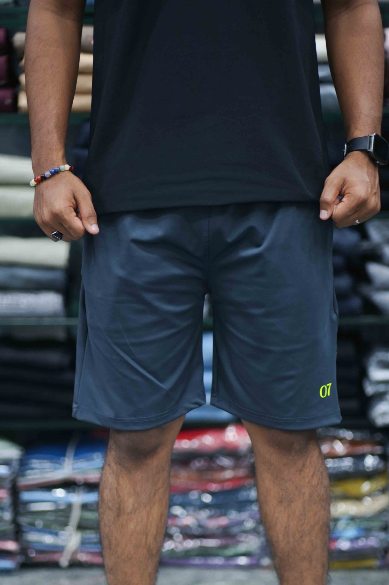 Men's Lycra Shorts | Stylish Knee-Length Gym & Casual Wear - Dark Grey-7 Man