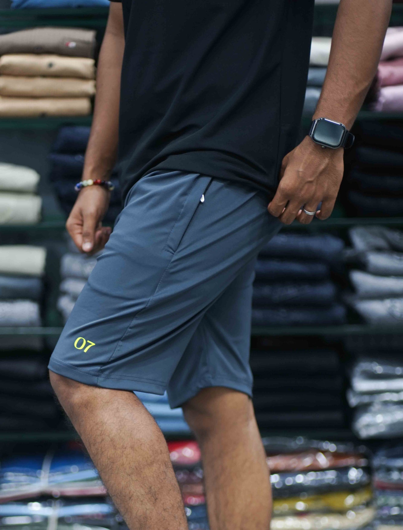Men's Lycra Shorts | Stylish Knee-Length Gym & Casual Wear - Dark Grey-7 Man