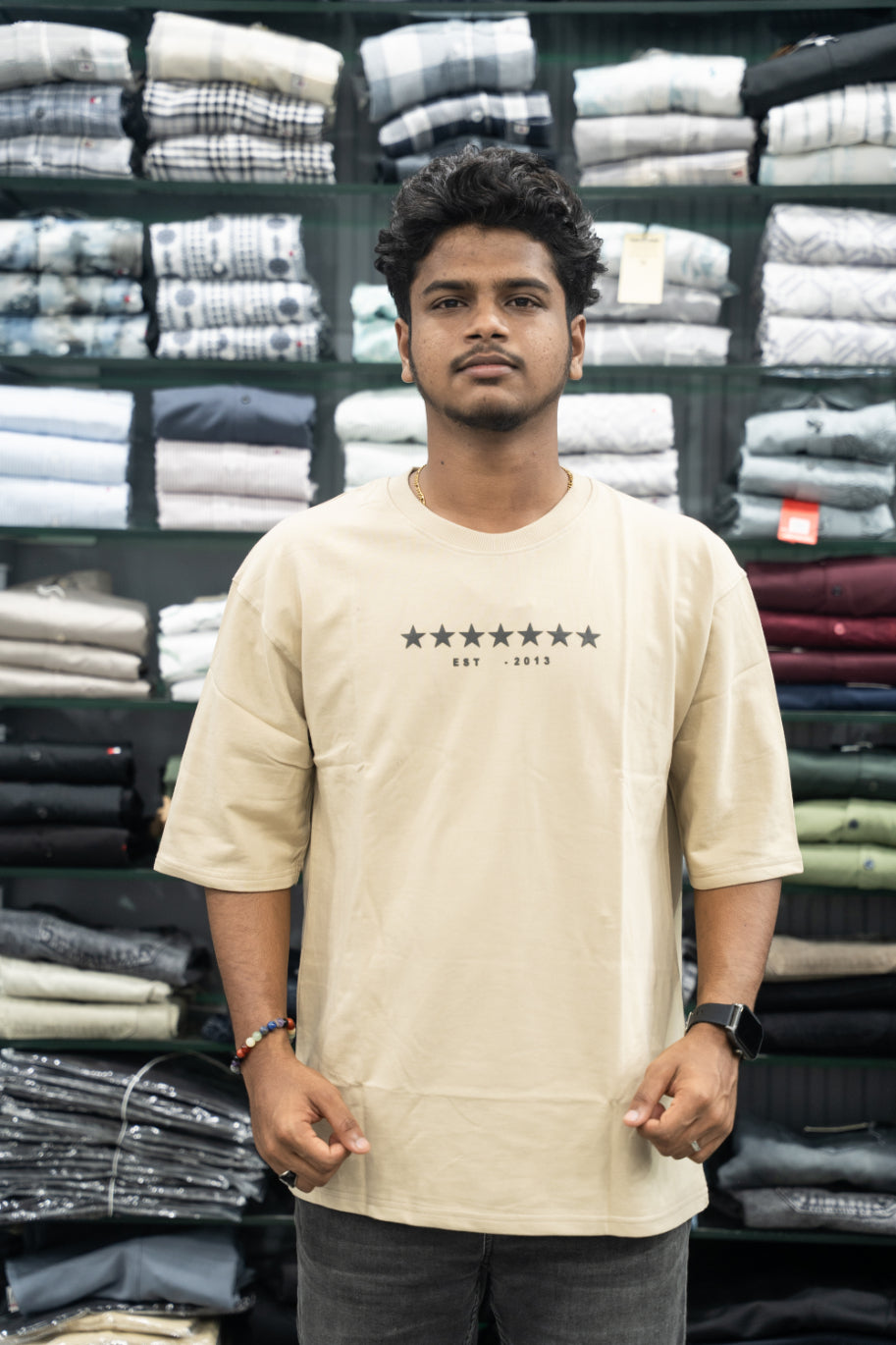 Five Sleeve Round Neck Oversized STAR Printed T-Shirt for Men – Sandle-7 Man