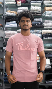 Half Sleeve Round Neck THAILAND Printed Tshirt for Men - Pink-T-Shirt-7 Man