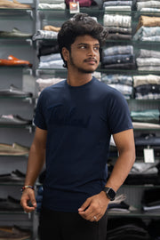 Half Sleeve Round Neck THAILAND Printed Tshirt for Men - Navy Blue