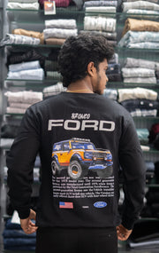 Full Sleeve Round Neck FORD Back Printed Mens Tshirt - Black-T-Shirt-7 Man