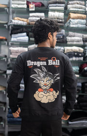 Full Sleeve Round Neck DRAGON BALL Back Printed Mens Tshirt - Black-T-Shirt-7 Man