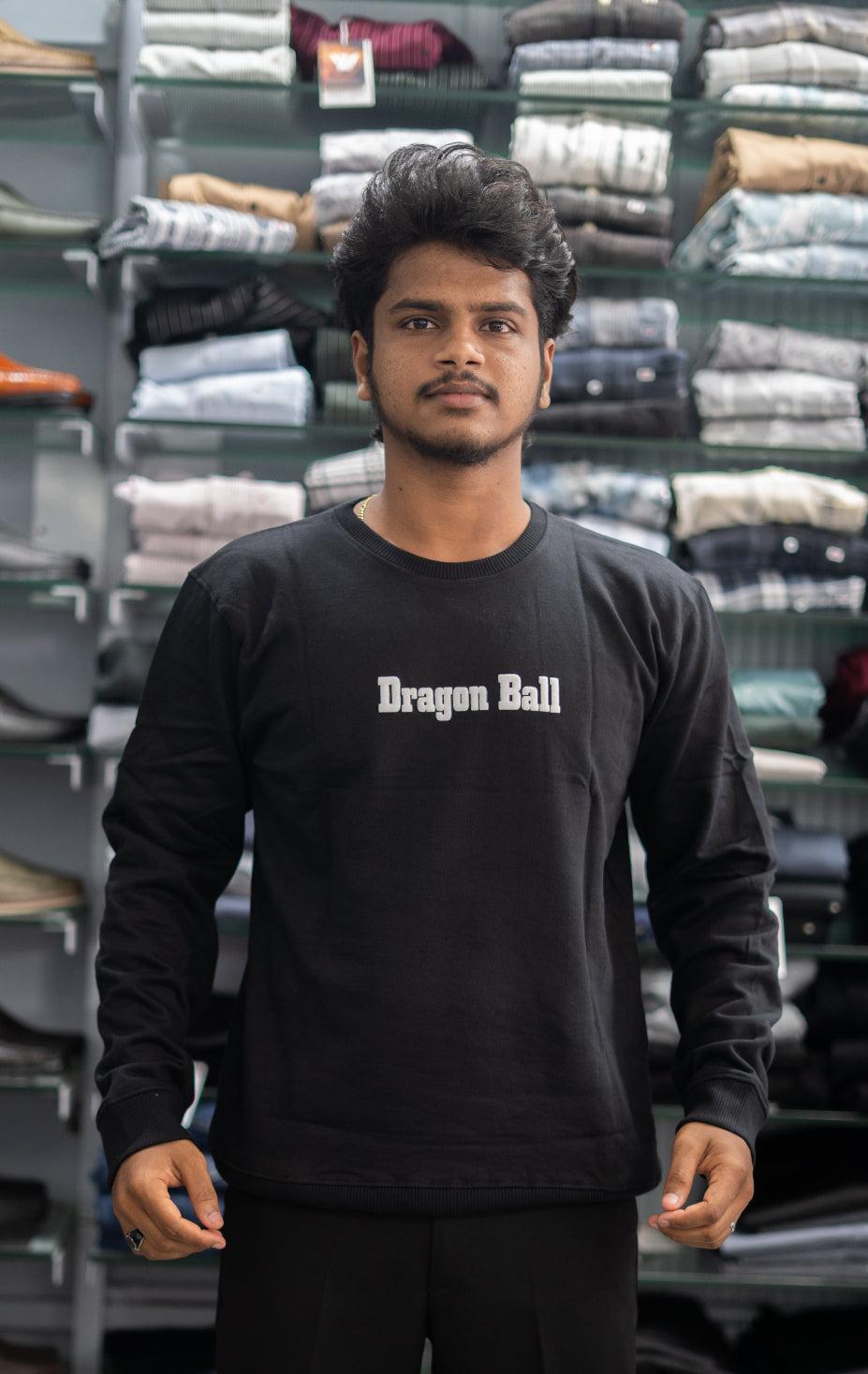 Full Sleeve Round Neck DRAGON BALL Back Printed Mens Tshirt - Black-7 Man