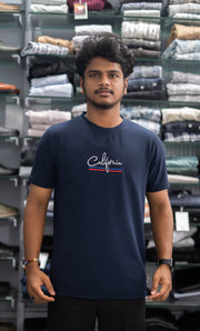 Half Sleeve Round Neck CALIFORNIA Printed Tshirt for Men - Navy Blue-7 Man