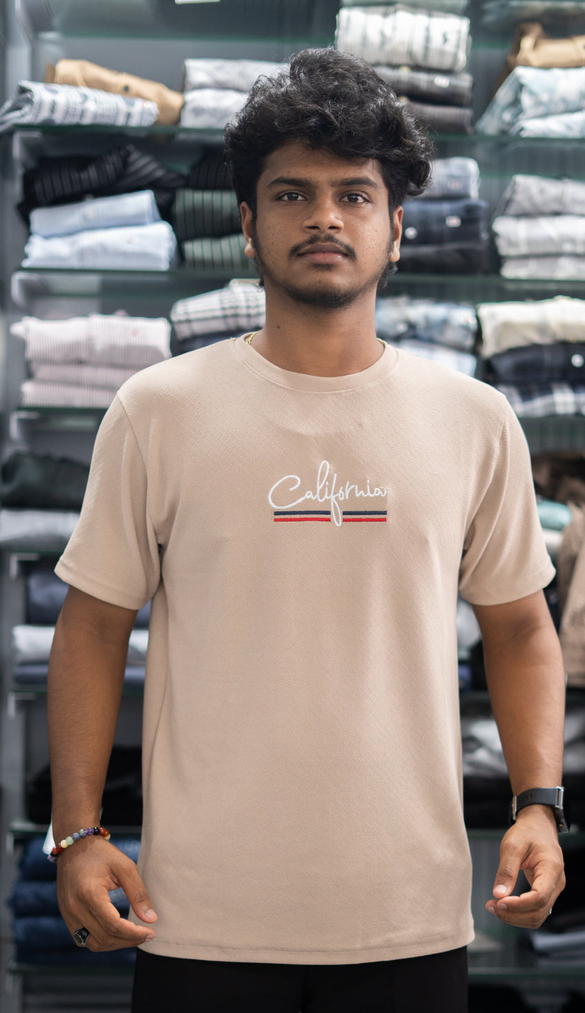 Half Sleeve Round Neck CALIFORNIA Printed Tshirt for Men - Sandle-7 Man