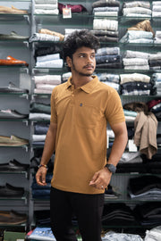 Half Sleeve Polo T-Shirt for Men – Stylish Casual Wear with Pocket - Brown-7 Man