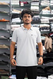 Half Sleeve Polo T-Shirt for Men – Stylish Casual Wear with Pocket - Ash-7 Man