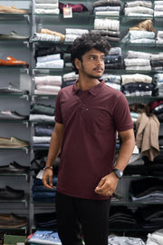Half Sleeve Polo T-Shirt for Men – Stylish Casual Wear with Pocket - Maroon-7 Man