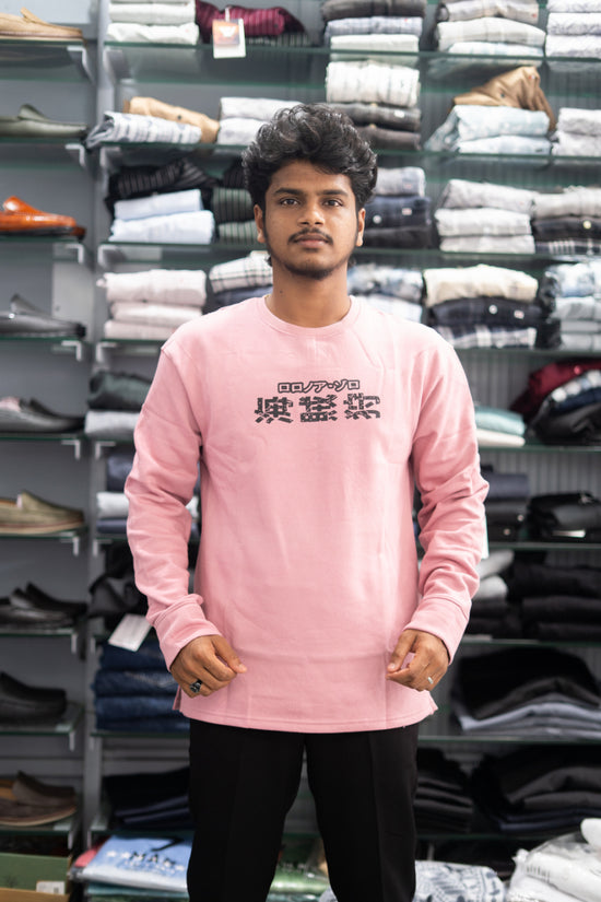 Full Sleeve Round Neck NARUTO Back Printed Mens Tshirt - Peach-7 Man