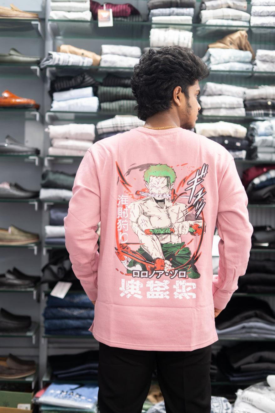Full Sleeve Round Neck NARUTO Back Printed Mens Tshirt - Peach-7 Man