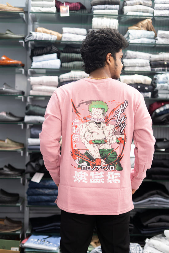 Full Sleeve Round Neck NARUTO Back Printed Mens Tshirt - Peach-7 Man