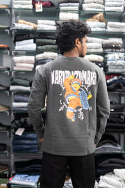 Full Sleeve Round Neck NARUTO Back Printed Mens Tshirt - Grey-T-Shirt-7 Man