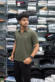 Trendy Half Sleeve Casual Wear Zipper Collar 07 T-Shirt for Men – Mahendhi Green-7 Man