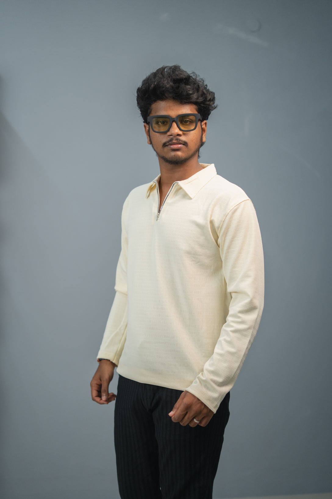 Buy BOX Long Sleeve Korean Zipper TShirt for Men - Sandle