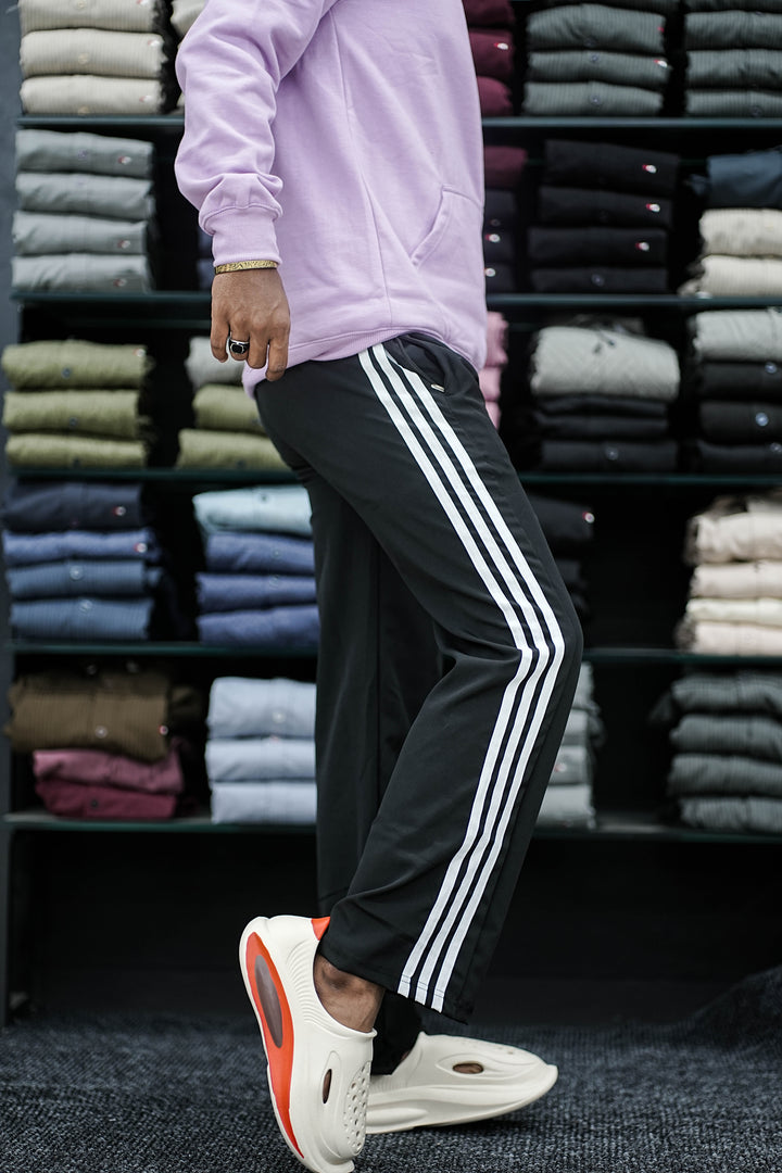 Men's Black Triple-Stripe Track Pants – Sporty & Stylish Comfort