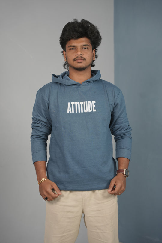 Men’s Full Sleeve ATTITUDE Printed | Oversized Hoodie for Men - Petrol Blue – alternate view – 7MAN India