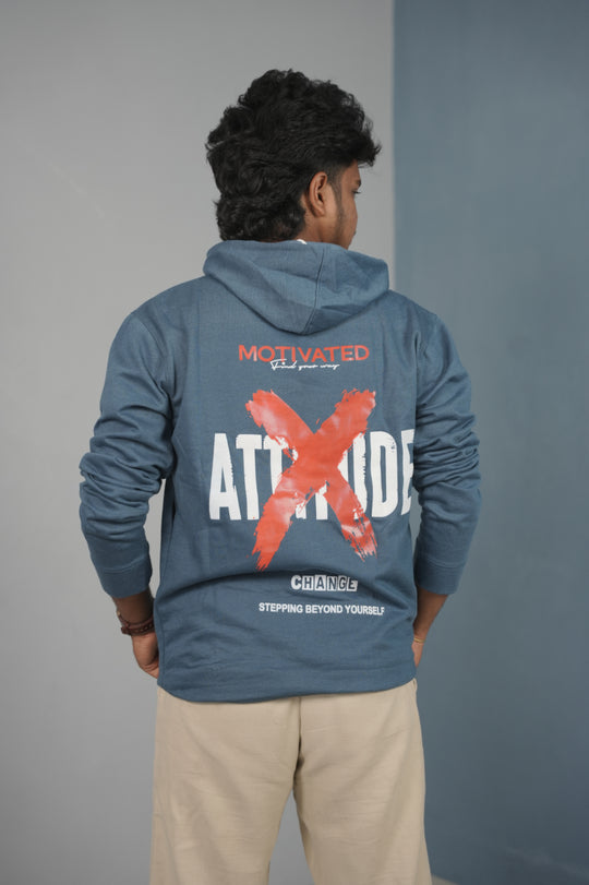 Men’s Full Sleeve ATTITUDE Printed | Oversized Hoodie for Men - Petrol Blue – 7MAN Men's Fashion India