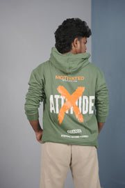 Men’s Full Sleeve ATTITUDE Printed | Oversized Hoodie for Men - Pista Green