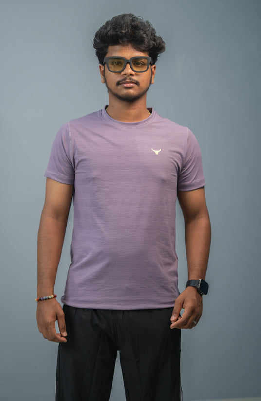 Stylish Men’s Short Sleeve Round Neck Plain T-Shirt - Purple