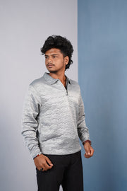 Men’s Full Sleeve Premium Korean Zipper T Shirt | Trendy Streetwear -Grey